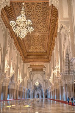 Casablanca, Morocco - November 2021 : Habous Medina, Hassan II Mosque, Historical center, HDR 