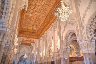 Casablanca, Morocco - November 2021 : Habous Medina, Hassan II Mosque, Historical center, HDR 