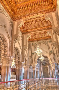 Casablanca, Morocco - November 2021 : Habous Medina, Hassan II Mosque, Historical center, HDR 