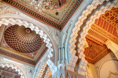 Casablanca, Morocco - November 2021 : Habous Medina, Hassan II Mosque, Historical center, HDR 
