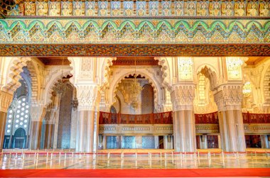 Casablanca, Morocco - November 2021 : Habous Medina, Hassan II Mosque, Historical center, HDR 