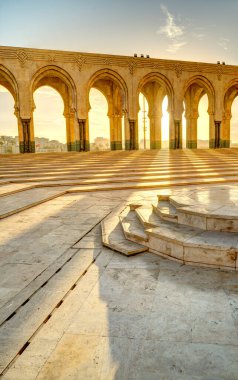Casablanca, Morocco - November 2021 : Habous Medina, Hassan II Mosque, Historical center, HDR 