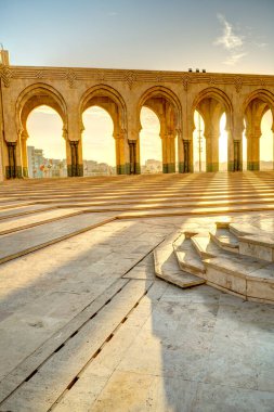 Casablanca, Morocco - November 2021 : Habous Medina, Hassan II Mosque, Historical center, HDR 