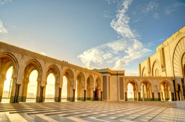 Casablanca, Morocco - November 2021 : Habous Medina, Hassan II Mosque, Historical center, HDR 