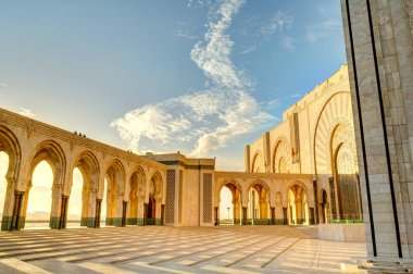 Casablanca, Morocco - November 2021 : Habous Medina, Hassan II Mosque, Historical center, HDR 
