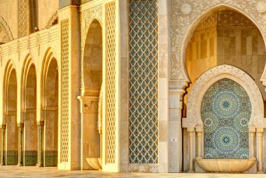 Casablanca, Morocco - November 2021 : Habous Medina, Historical center in sunny weather, HDR 