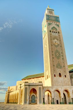 Casablanca, Morocco - November 2021 : Habous Medina, Historical center in sunny weather, HDR 