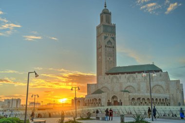 Casablanca, Morocco - November 2021 : Habous Medina, Historical center in sunny weather, HDR 