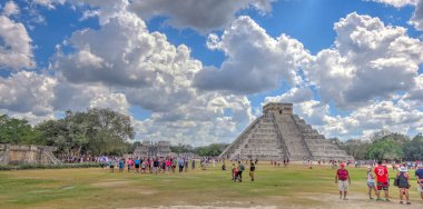 Chichen Itza, Yucatan, Mexico - January 2017 : Mayan ruins in sunny weather