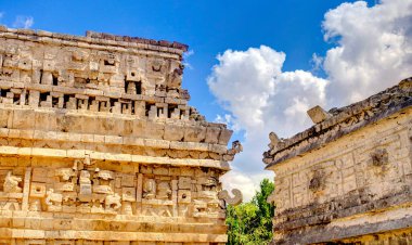 Chichen Itza, Yucatan, Mexico - January 2017 : Mayan ruins in sunny weather