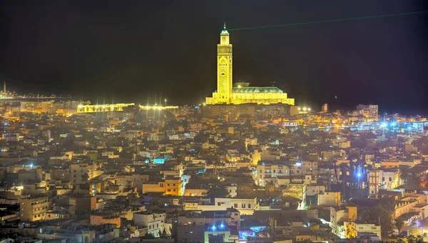 Casablanca Morocco November 2021 Hassan Mosque Historical Center Night Hdr — Stock Photo, Image