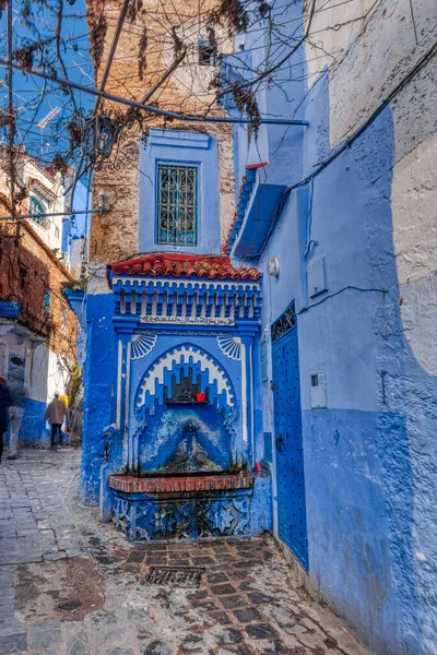 Chefchaouen Morocco January 2020 Historical Center Blue City Sunny Weather — Stockfoto