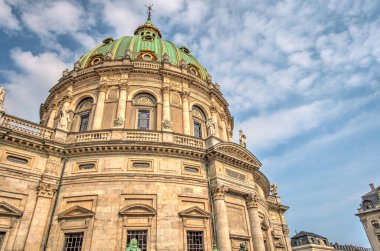Copenhagen, Denmark - August 2019 : Amalienborg district in sunny weather, HDR Image