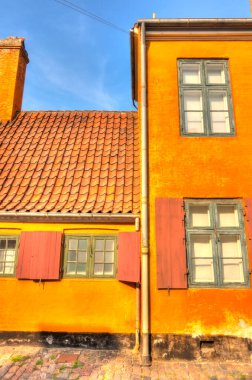 Copenhagen, Denmark - August 2019 : Nyboder district in sunny weather