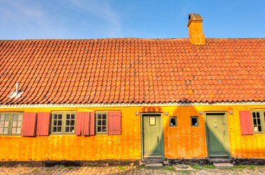 Copenhagen, Denmark - August 2019 : Nyboder district in sunny weather