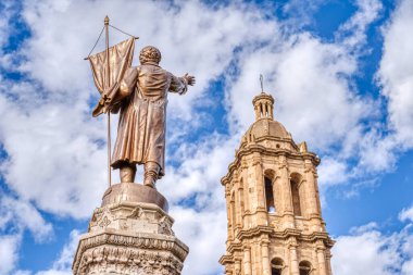 Durango, Mexico - January 2022: Historical center of the city in sunny weather