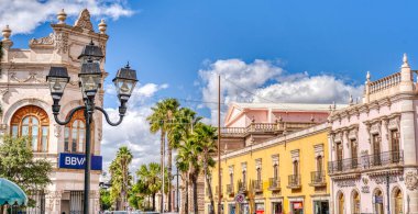 Durango, Mexico - January 2022: Historical center of the city in sunny weather