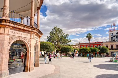 Durango, Mexico - January 2022: Historical center of the city in sunny weather