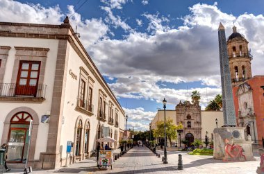 Durango, Mexico - January 2022: Historical center of the city in sunny weather