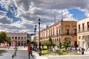 Durango, Mexico - January 2022: Historical center of the city in sunny weather
