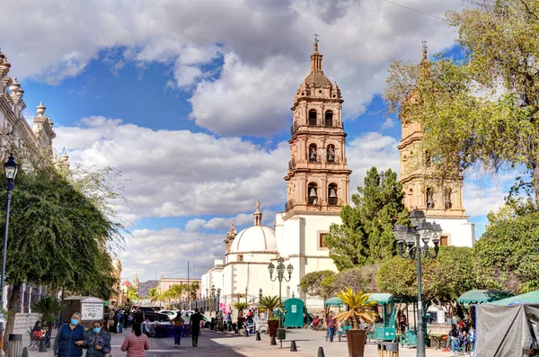 Durango, Mexico - January 2022: Historical center of the city in sunny weather