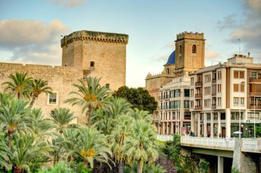 Elche, Spain - August 2021 : Historical center in summertime