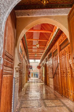Fez, Morocco - January 2020 : Typical street in the old city or medina