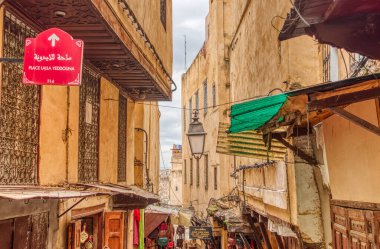 Fes, Morocco - January 2020 : Historical center in sunny weather