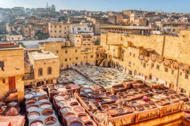 Fes, Morocco - January 2020 : Historical center in sunny weather clipart
