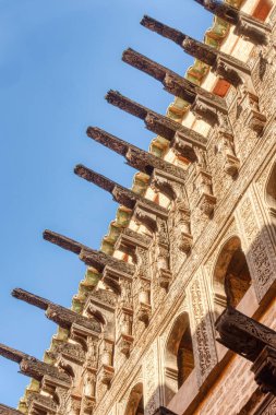 Fez Medina landmarks, Morocco on background