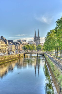 Quimper, France - June 2021 : Historical center in sunny weather