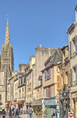 Quimper, France - June 2021 : Historical center in sunny weather