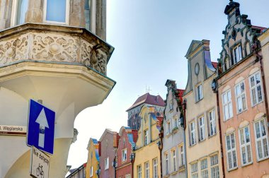 Gdansk, Poland - July 2021 : Historical center in sunny weather     