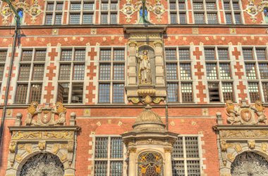 Gdansk, Poland - July 2021 : Historical center in sunny weather     