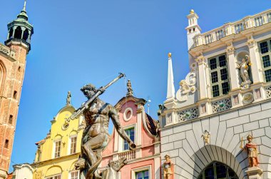 Gdansk, Poland - July 2021 : Historical center in sunny weather     