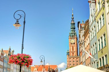 Gdansk, Poland - July 2021 : Historical center in sunny weather     