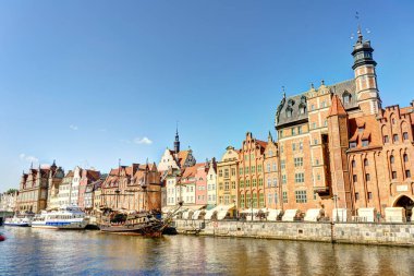 Gdansk, Poland - July 2021 : Historical center in sunny weather     