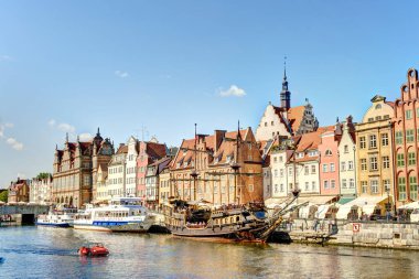 Gdansk, Poland - July 2021 : Historical center in sunny weather     