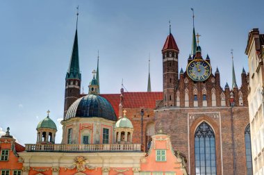 Gdansk, Poland - July 2021 : Historical center in sunny weather     