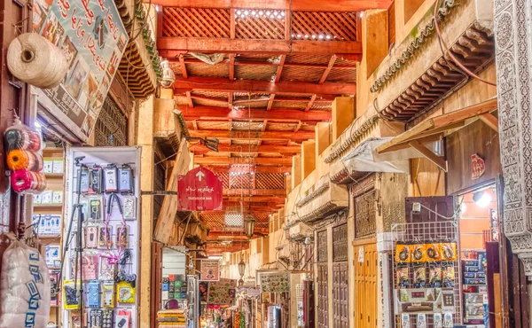 Fez, Morocco - January 2020 : Typical street in the old city or medina