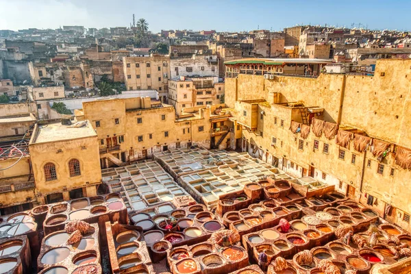 Fes, Morocco - January 2020 : Historical center in sunny weather