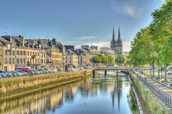 Quimper, France - June 2021 : Historical center in sunny weather