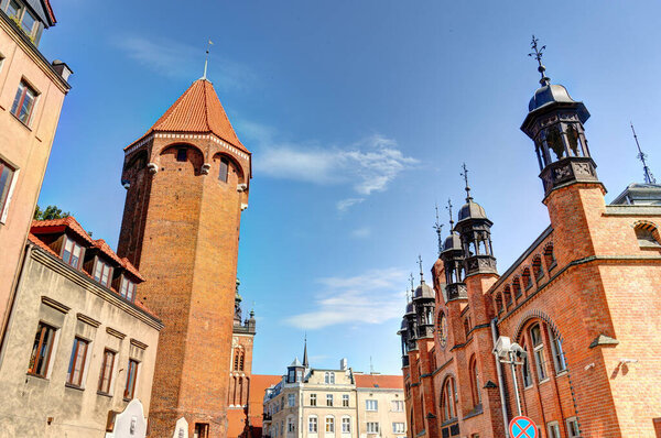 Gdansk, Poland - July 2021 : Historical center in sunny weather