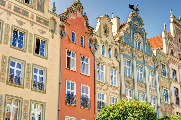 Gdansk, Poland - July 2021 : Historical center in sunny weather     