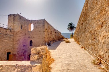 Kyrenia, Cyprus - October 2019 : Old harbour in sunny weather