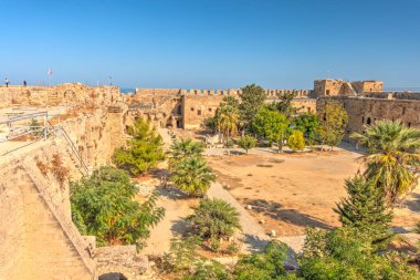 Kyrenia, Cyprus - October 2019 : Old harbour in sunny weather