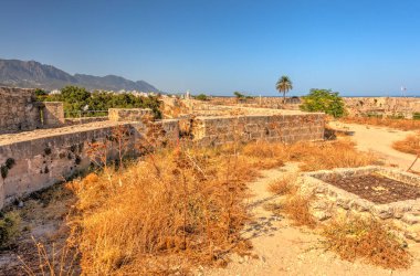 Kyrenia, Cyprus - October 2019 : Old harbour in sunny weather