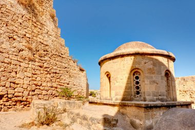 Kyrenia, Cyprus - October 2019 : Old harbour in sunny weather