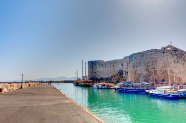 Kyrenia, Cyprus - October 2019 : Old harbour in sunny weather