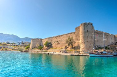 Kyrenia, Cyprus - October 2019 : Old harbour in sunny weather